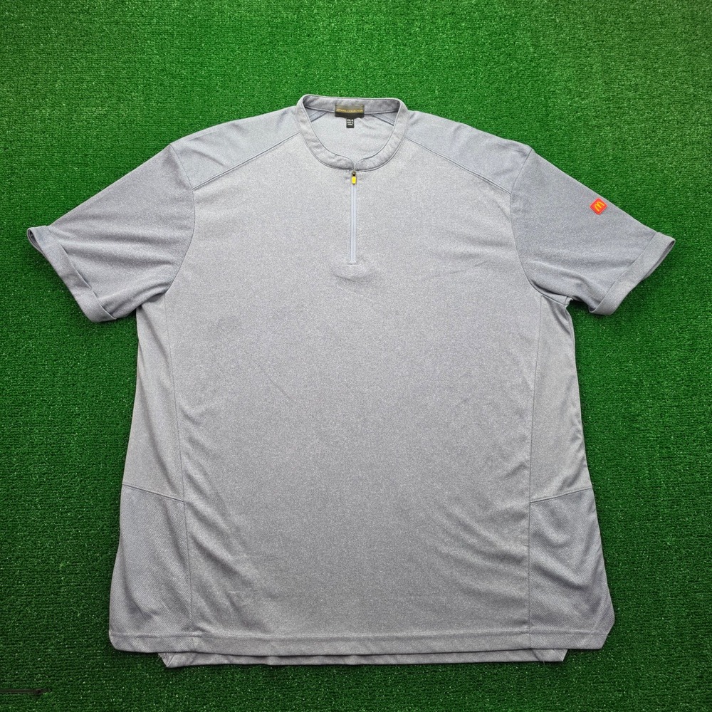 Mcdonalds Employee Shirt Mens 2XL-R Gray Quarter Zip Pullover Uniform Work Wear
